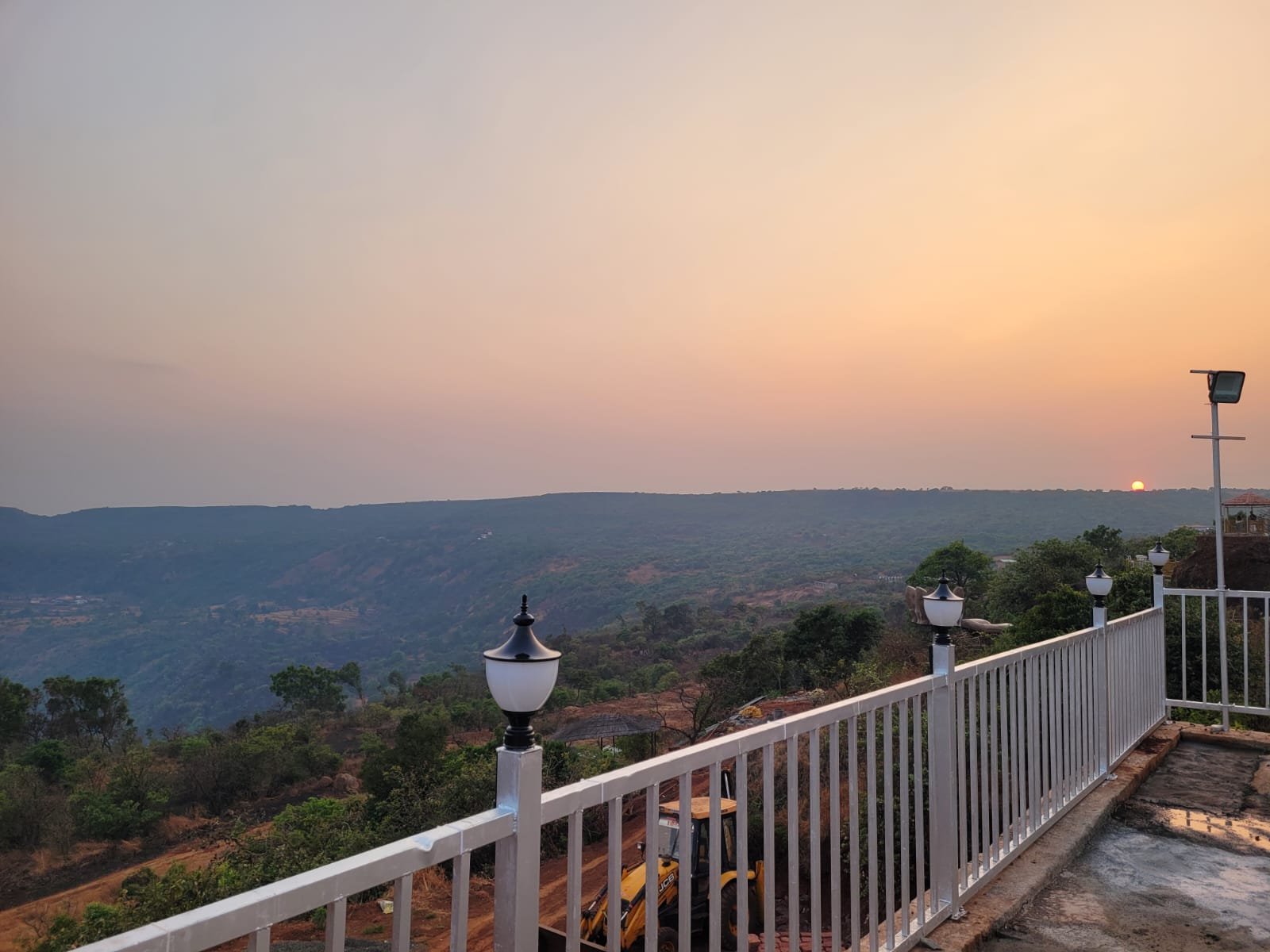 Sunset over the valley from the Shivar Valley View terrace